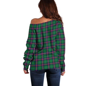 Young Tartan Off Shoulder Women Sweater