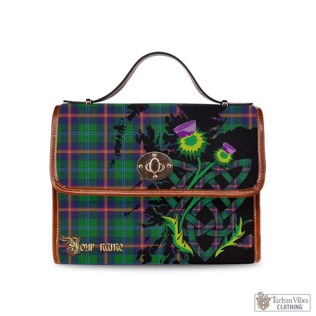 Tartan Vibes Clothing Young Modern Tartan Waterproof Canvas Bag with Scotland Map and Thistle Celtic Accents