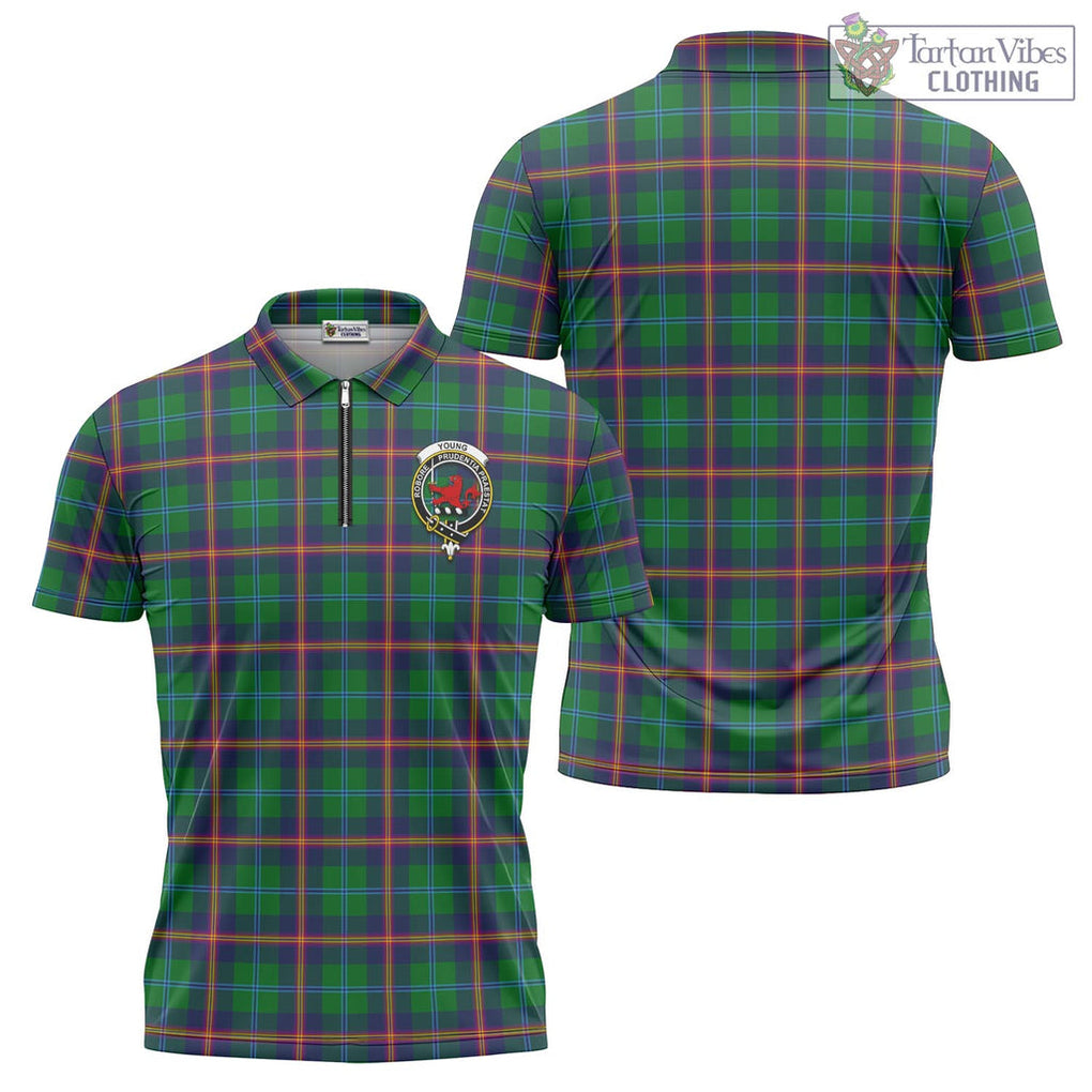 Tartan Vibes Clothing Young Modern Tartan Zipper Polo Shirt with Family Crest