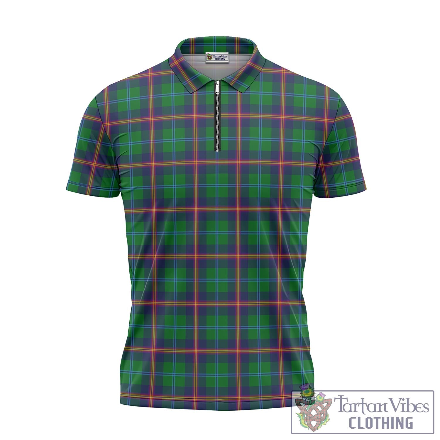 Tartan Vibes Clothing Young Modern Tartan Zipper Polo Shirt