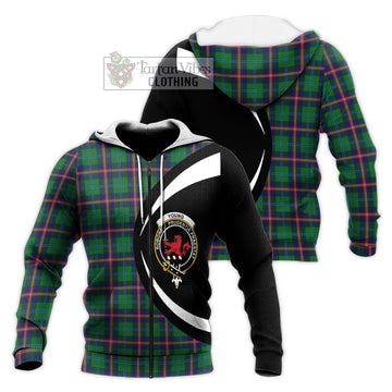 Young Tartan Knitted Hoodie with Family Crest Circle Style