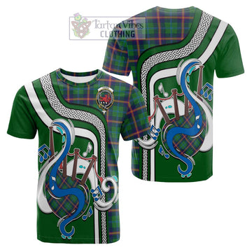 Young Tartan Cotton T-shirt with Epic Bagpipe Style