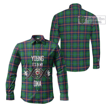 Young Tartan Long Sleeve Button Shirt with Family Crest DNA In Me Style