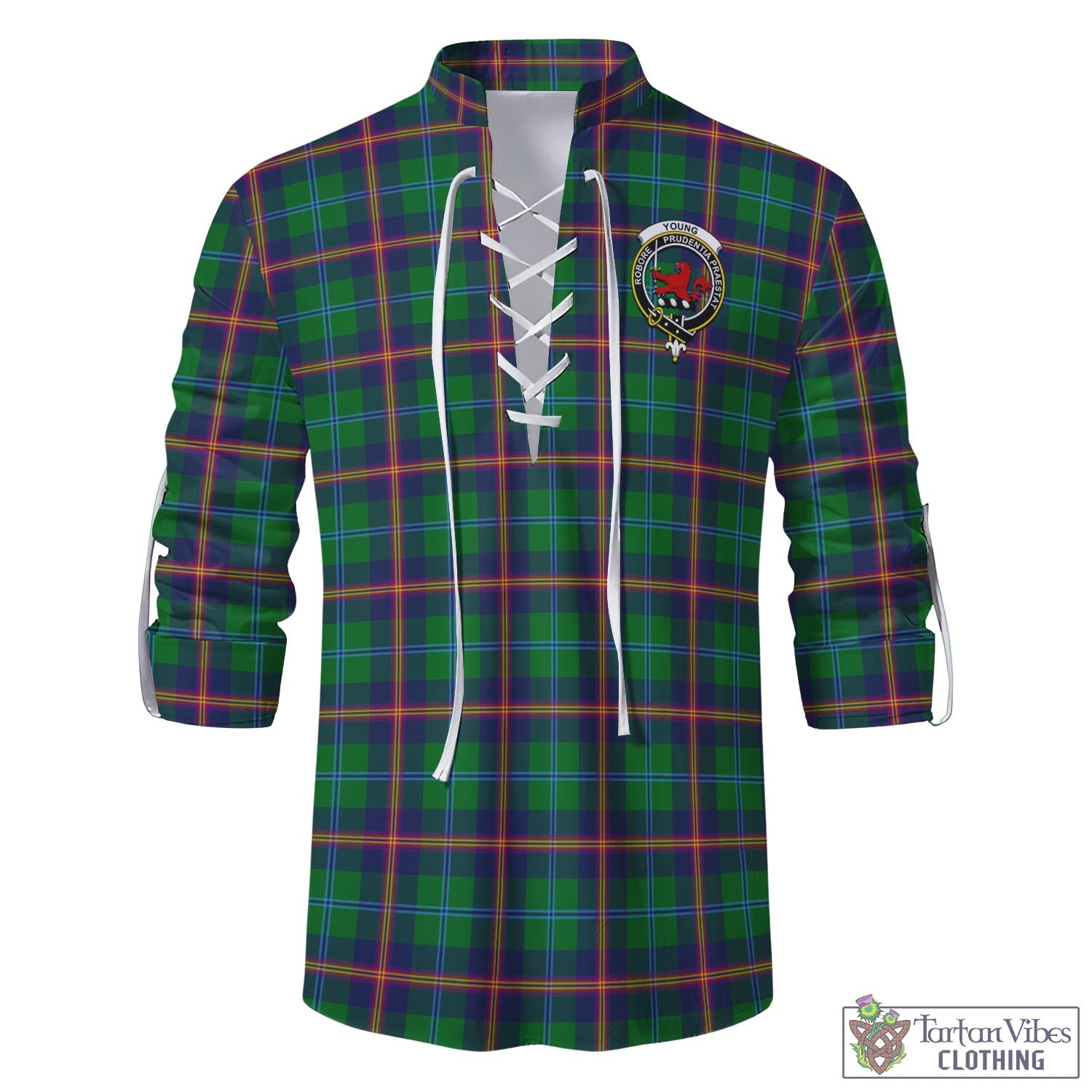 Tartan Vibes Clothing Young Modern Tartan Men's Scottish Traditional Jacobite Ghillie Kilt Shirt with Family Crest