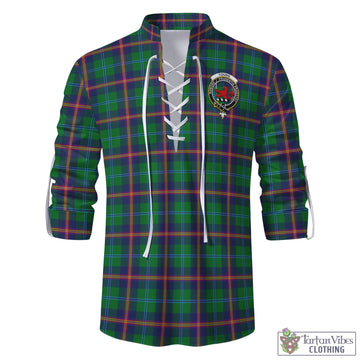 Young Tartan Men's Scottish Traditional Jacobite Ghillie Kilt Shirt with Family Crest