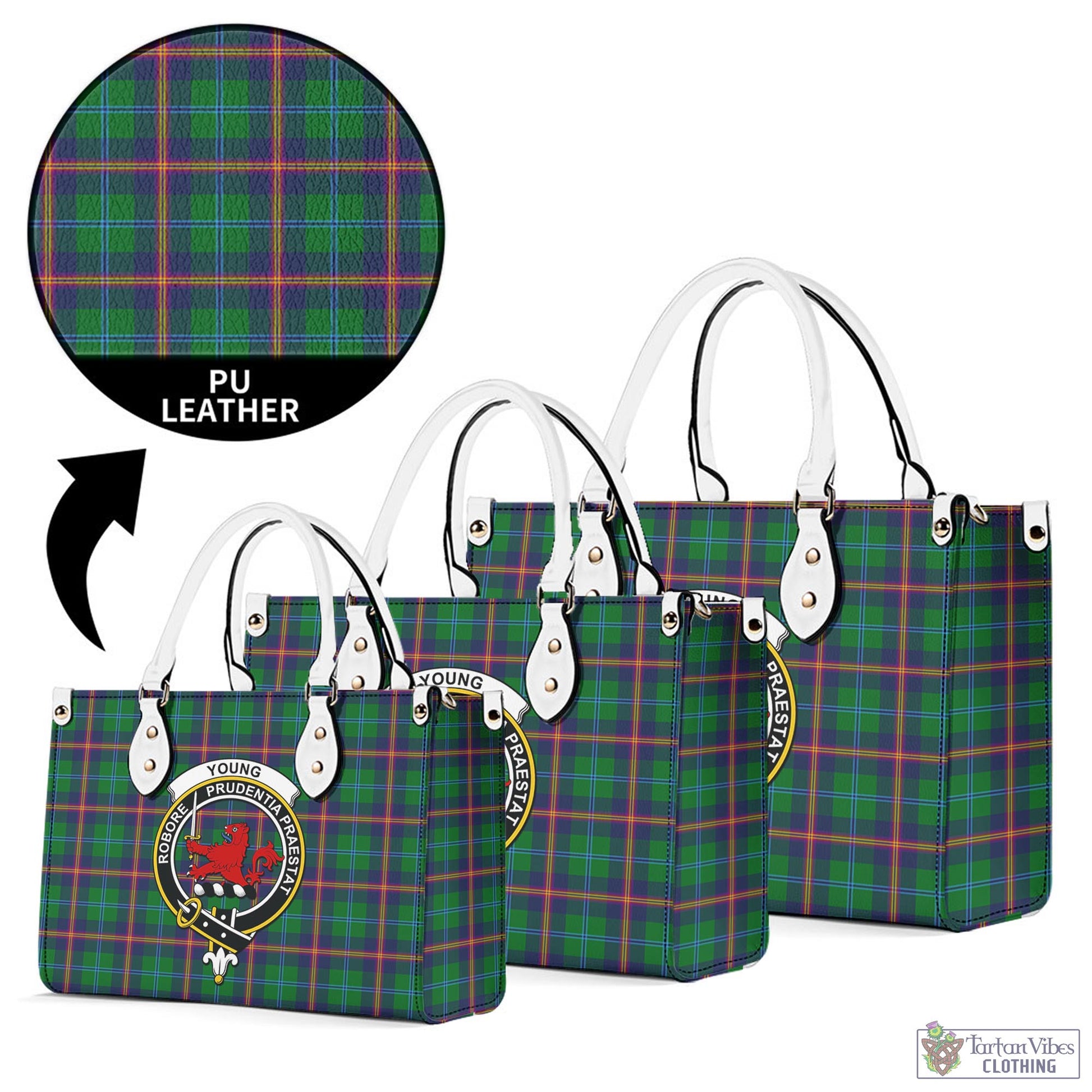 Tartan Vibes Clothing Young Modern Tartan Luxury Leather Handbags with Family Crest