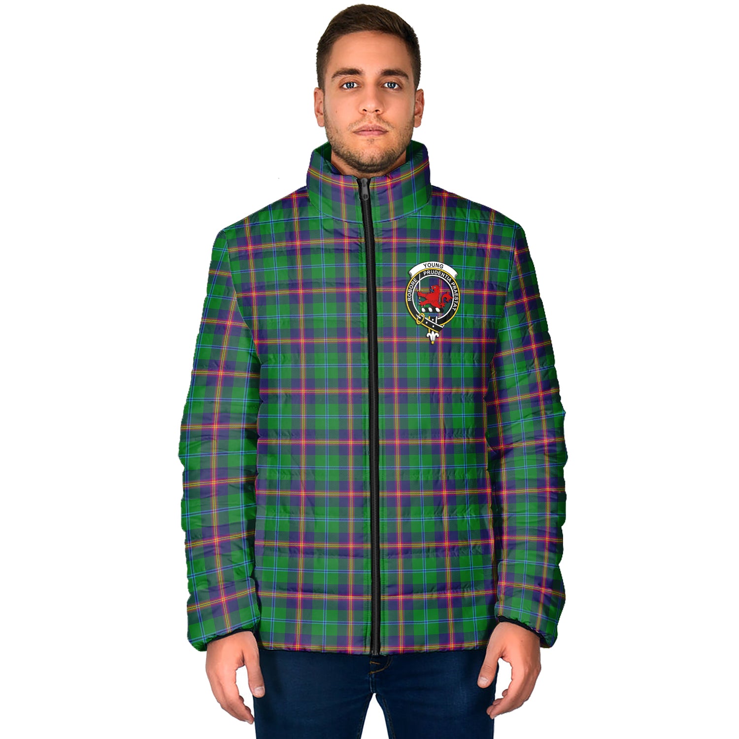 Young Tartan Padded Jacket with Family Crest - Tartan Vibes Clothing