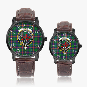 Young Tartan Family Crest Leather Strap Quartz Watch