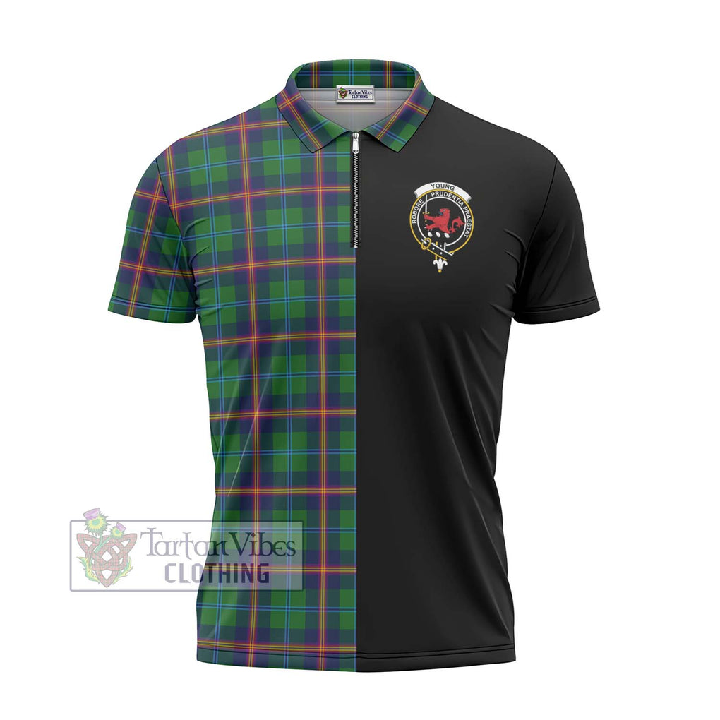 Young Tartan Zipper Polo Shirt with Family Crest and Half Of Me Style - Tartanvibesclothing Shop