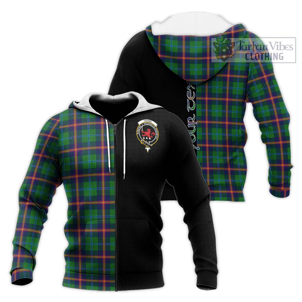 Young Tartan Knitted Hoodie with Family Crest and Half Of Me Style Unisex Knitted Zip Hoodie - Tartanvibesclothing Shop