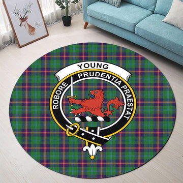 Young Tartan Round Rug with Family Crest