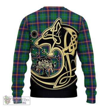 Young Tartan Ugly Sweater with Family Crest Celtic Wolf Style