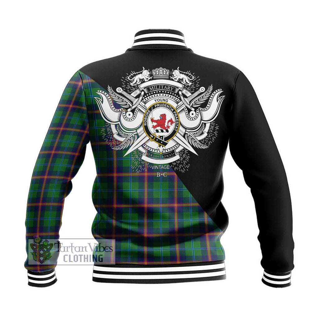 Young Tartan Baseball Jacket with Family Crest and Military Logo Style - Tartanvibesclothing Shop