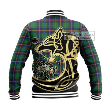 Young Tartan Baseball Jacket with Family Crest Celtic Wolf Style