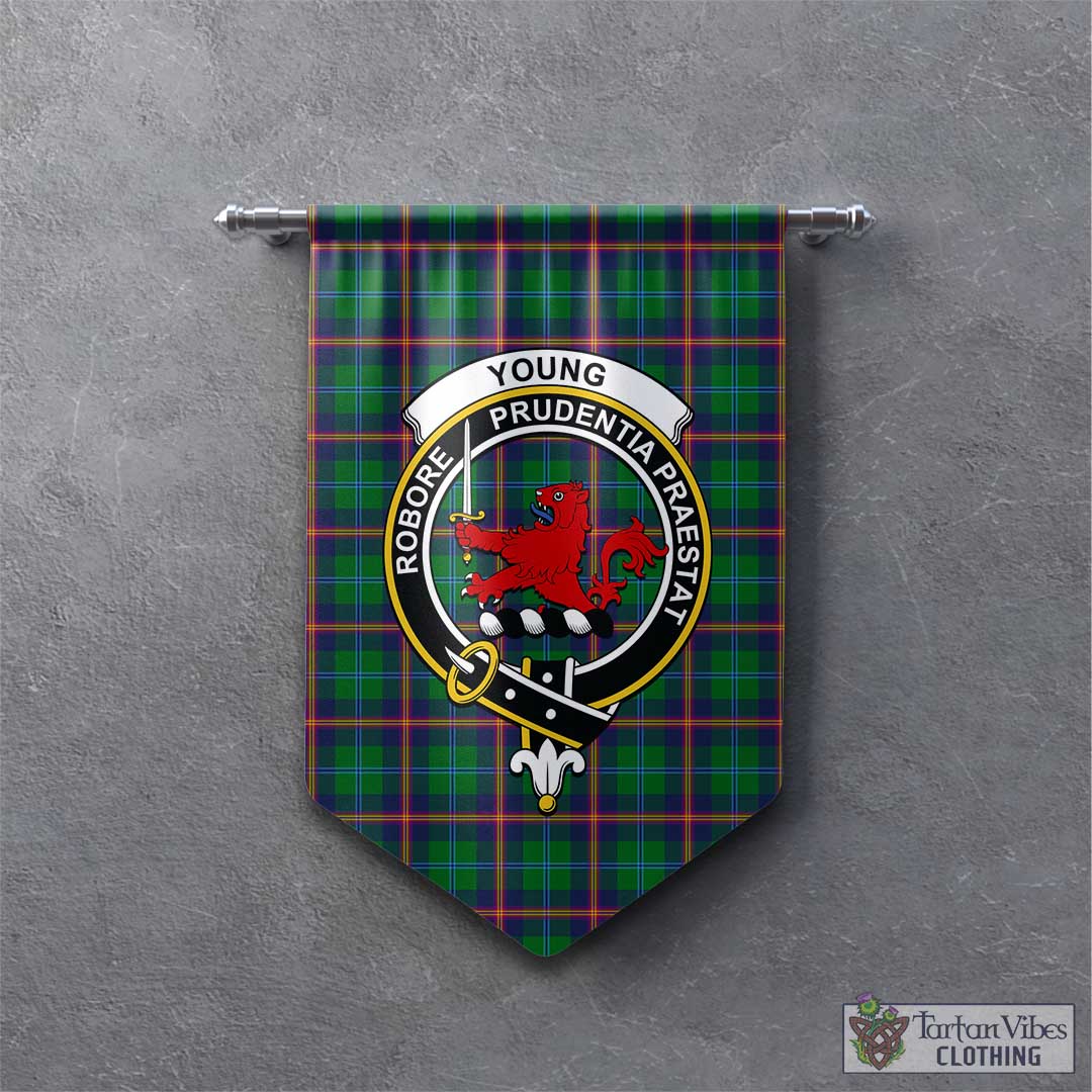 Tartan Vibes Clothing Young Modern Tartan Gonfalon, Tartan Banner with Family Crest