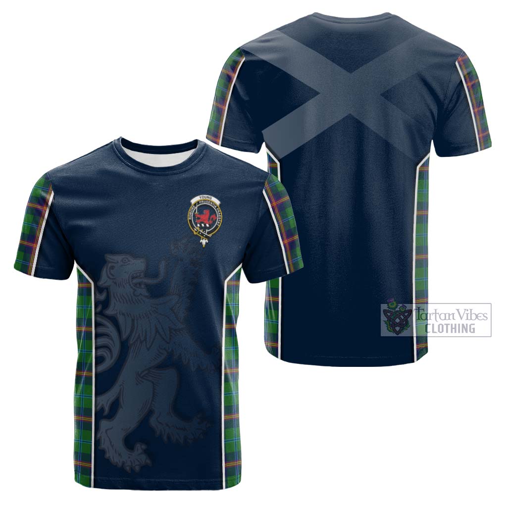 Tartan Vibes Clothing Young Modern Tartan Cotton T-shirt with Family Crest and Lion Rampant Vibes Sport Style