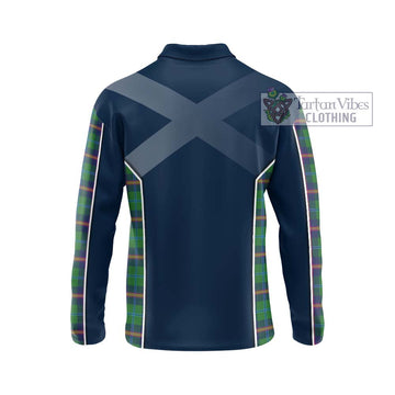 Young Tartan Long Sleeve Polo Shirt with Family Crest and Lion Rampant Vibes Sport Style