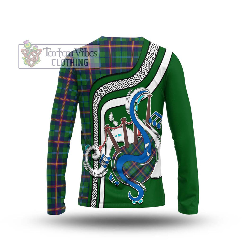 Tartan Vibes Clothing Young Modern Tartan Long Sleeve T-Shirt with Epic Bagpipe Style