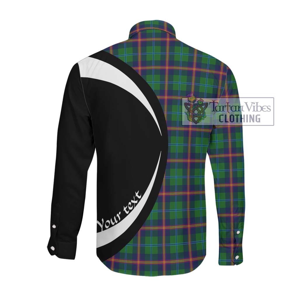 Young Tartan Long Sleeve Button Up with Family Crest Circle Style Men's Shirt - Tartan Vibes Clothing