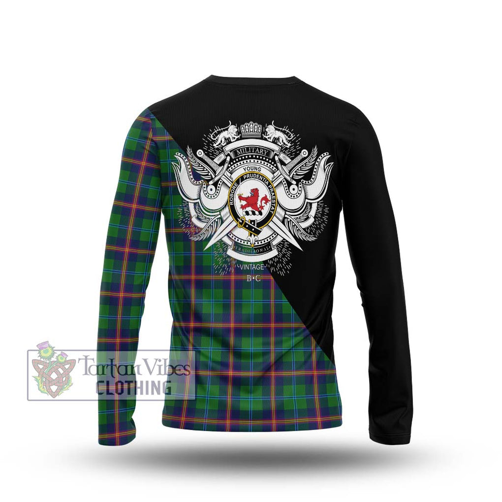 Young Tartan Long Sleeve T-Shirt with Family Crest and Military Logo Style - Tartanvibesclothing Shop