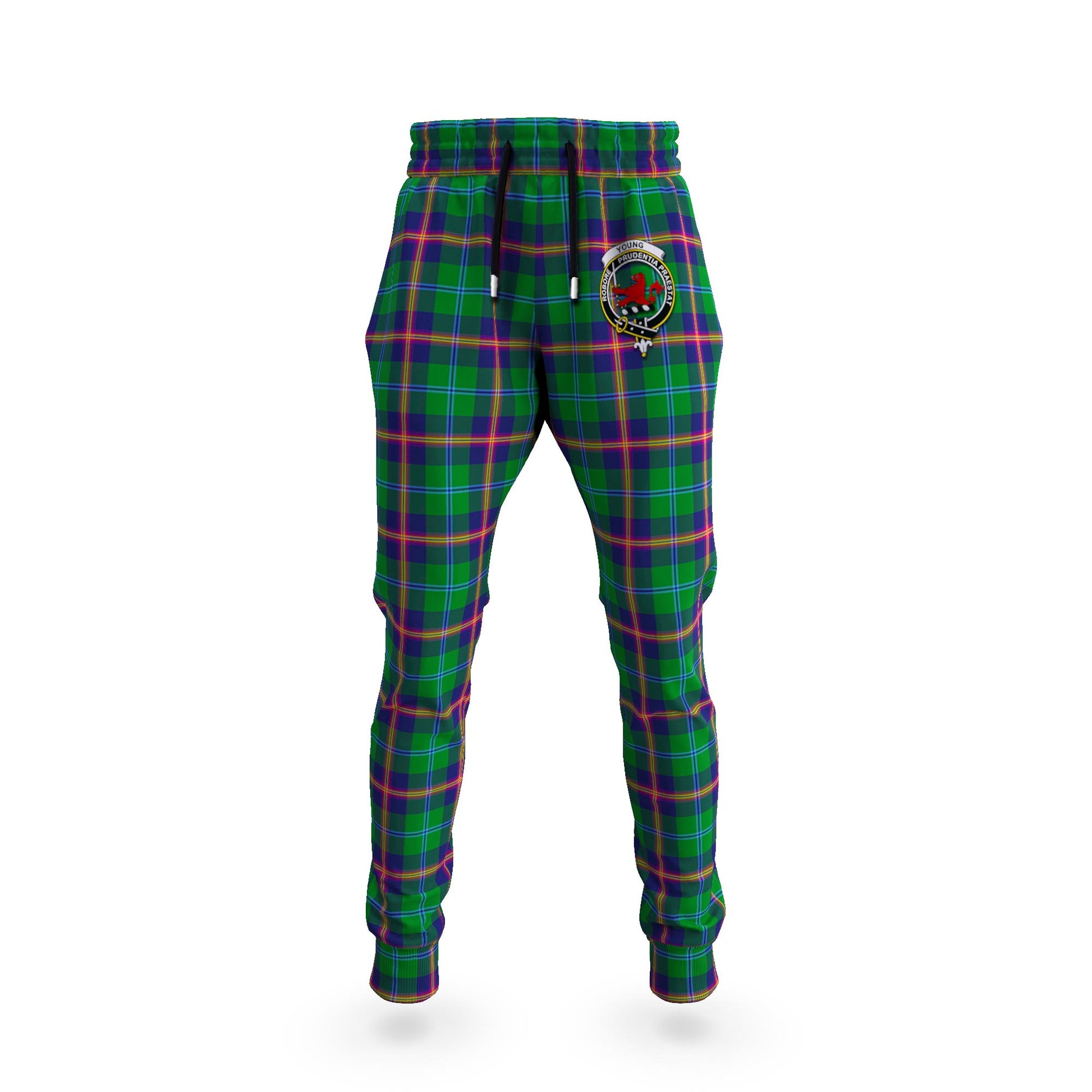 Young Tartan Joggers Pants with Family Crest 5XL - Tartan Vibes Clothing