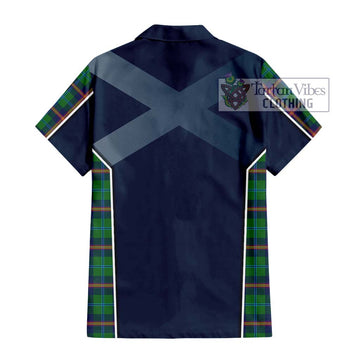 Young Tartan Short Sleeve Button Shirt with Family Crest and Lion Rampant Vibes Sport Style