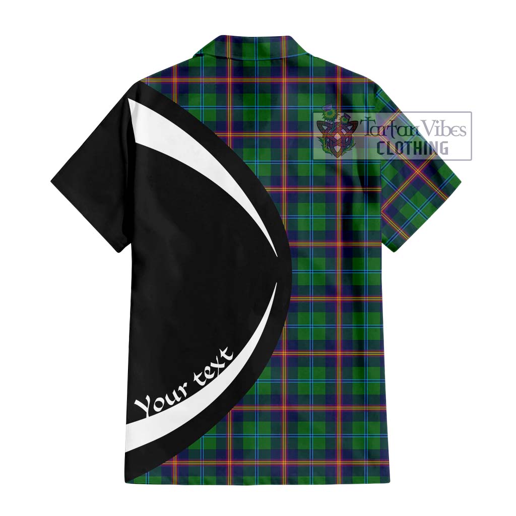 Young Tartan Short Sleeve Button Up with Family Crest Circle Style - Tartan Vibes Clothing