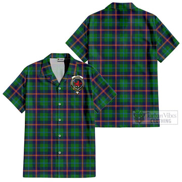 Young Tartan Cotton Hawaiian Shirt with Family Crest