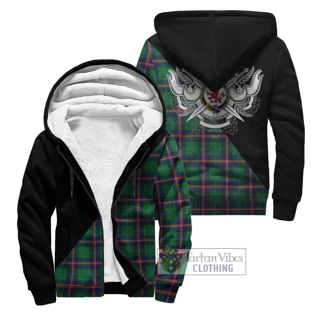 Young Tartan Sherpa Hoodie with Family Crest and Military Logo Style Unisex - Tartanvibesclothing Shop