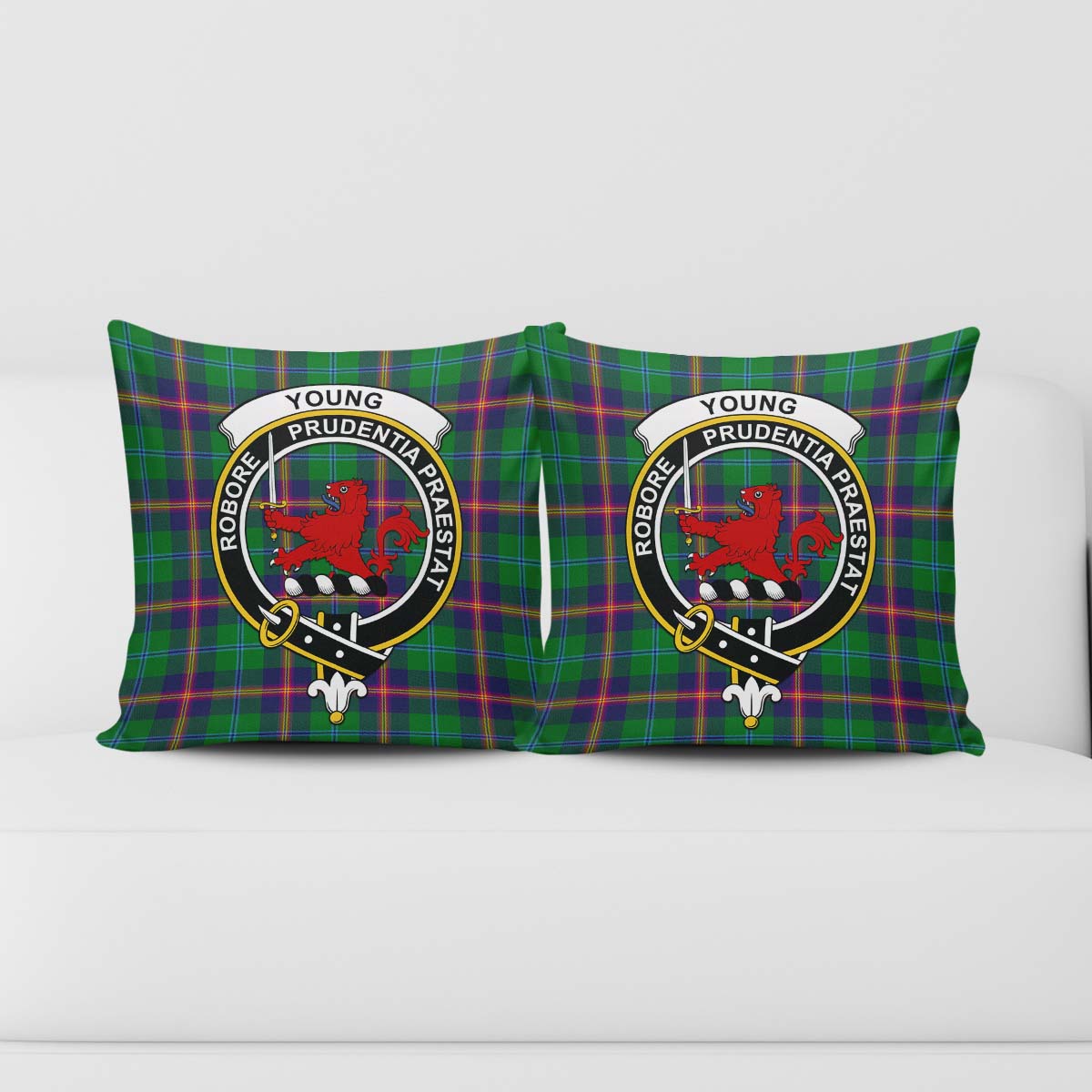 Young Modern Tartan Pillow Cover with Family Crest - Tartanvibesclothing Shop