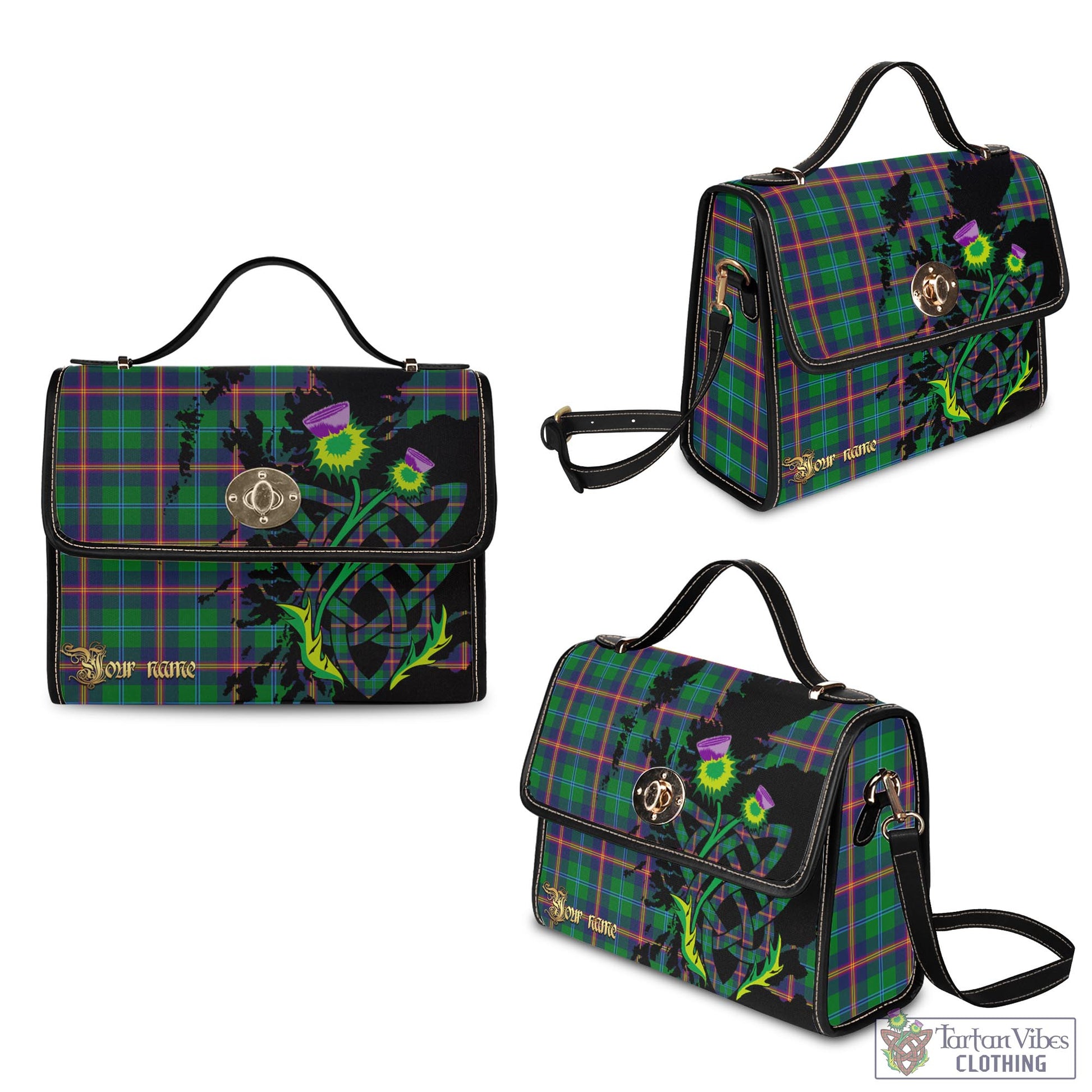 Tartan Vibes Clothing Young Modern Tartan Waterproof Canvas Bag with Scotland Map and Thistle Celtic Accents