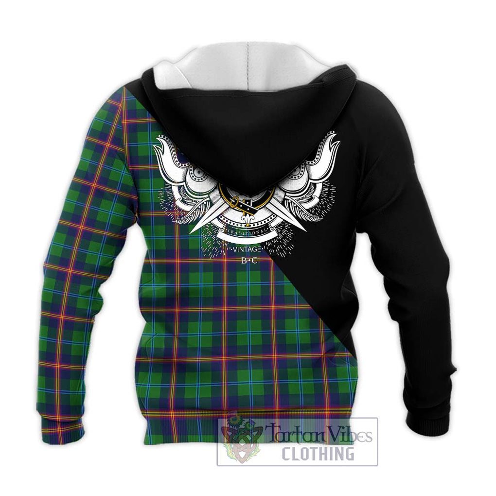 Young Tartan Knitted Hoodie with Family Crest and Military Logo Style - Tartanvibesclothing Shop