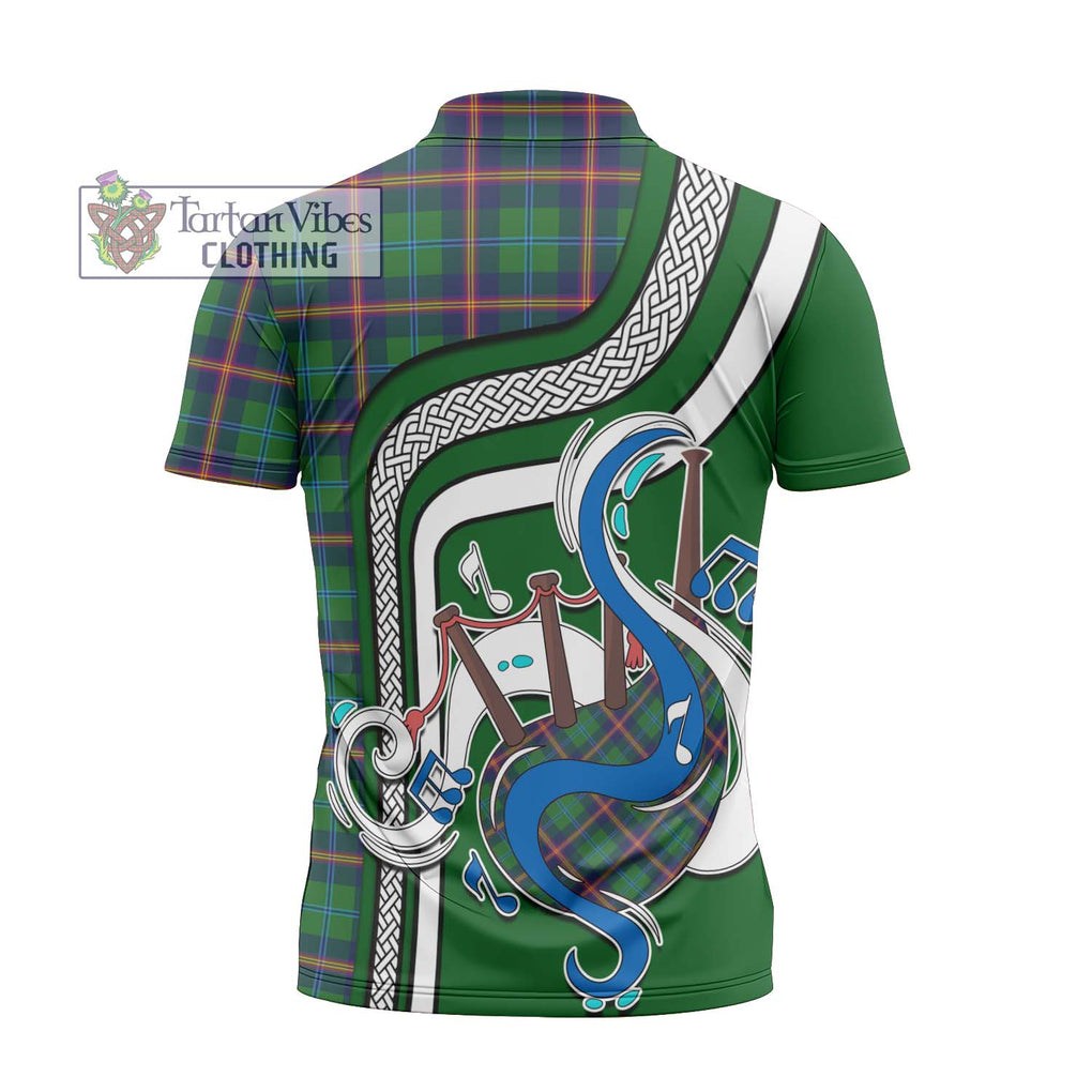 Young Tartan Zipper Polo Shirt with Epic Bagpipe Style - Tartanvibesclothing Shop