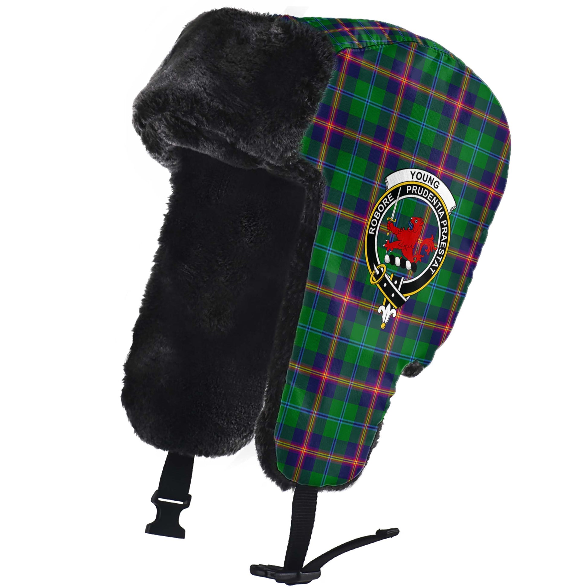 Young Modern Tartan Winter Trapper Hat with Family Crest - Tartanvibesclothing