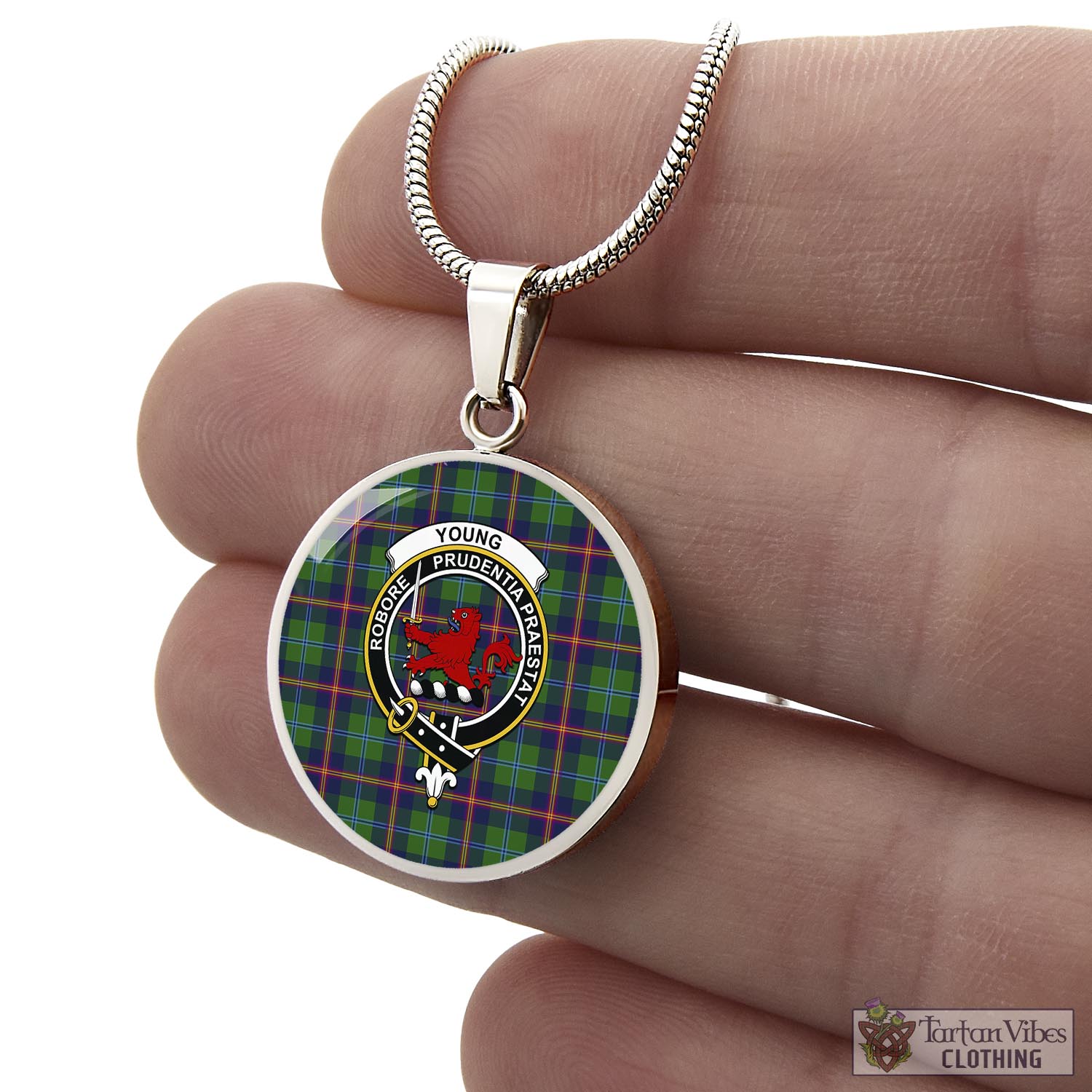 Tartan Vibes Clothing Young Modern Tartan Circle Necklace with Family Crest