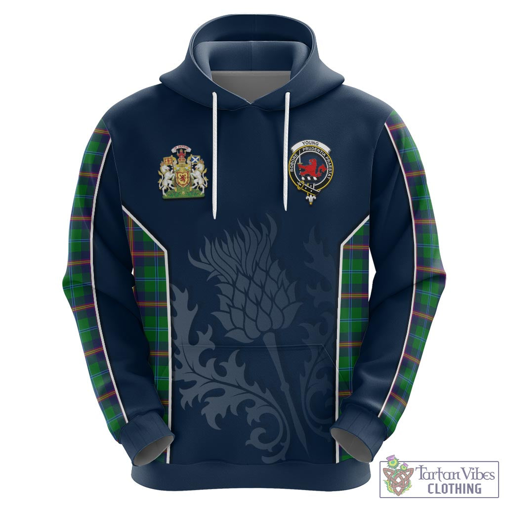 Tartan Vibes Clothing Young Modern Tartan Hoodie with Family Crest and Scottish Thistle Vibes Sport Style