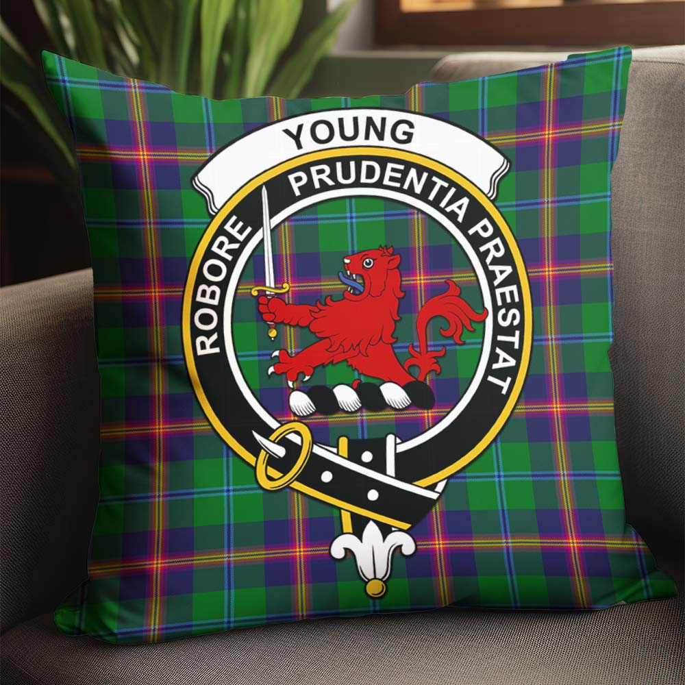 Young Modern Tartan Pillow Cover with Family Crest - Tartanvibesclothing Shop