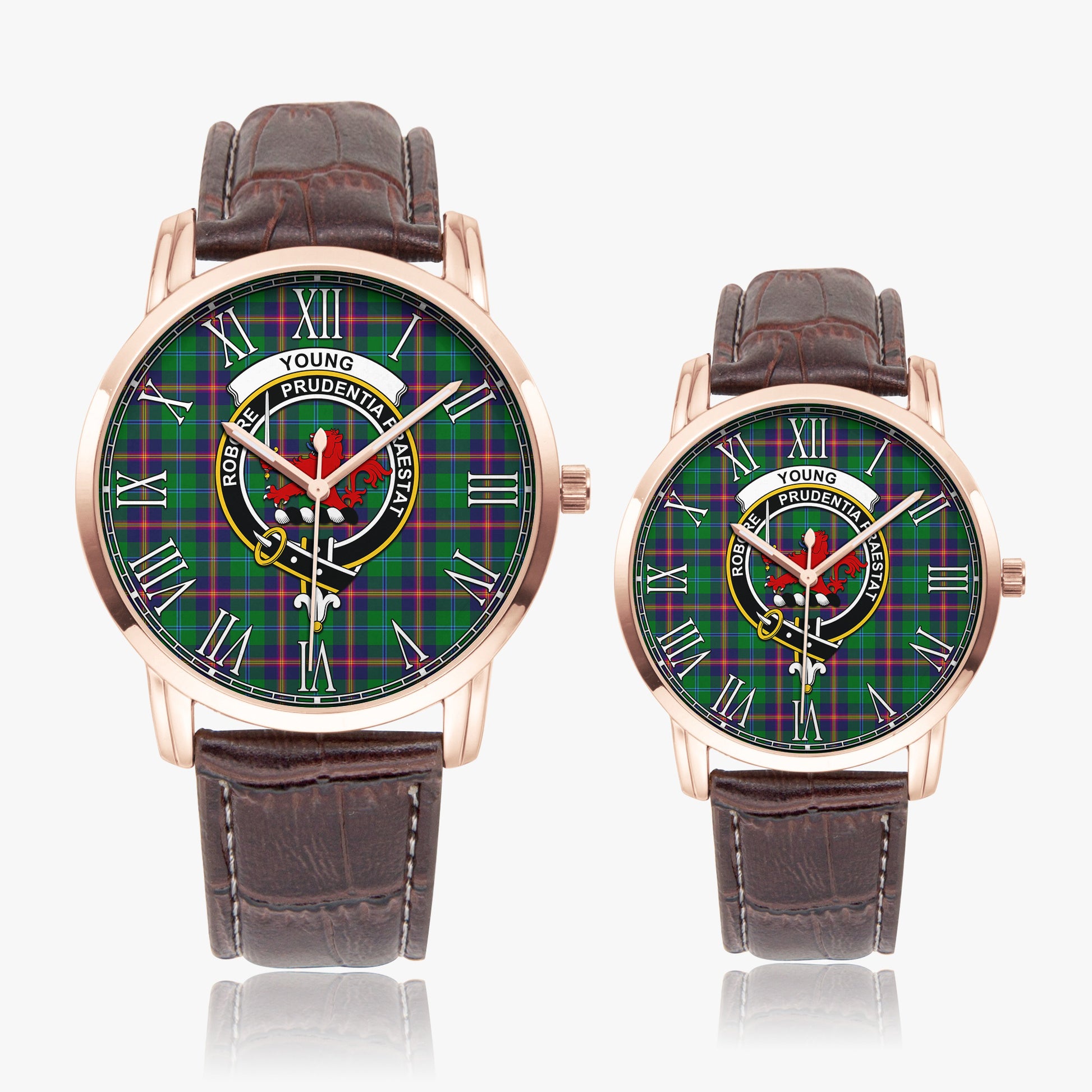 Young Modern Tartan Family Crest Leather Strap Quartz Watch - Tartanvibesclothing