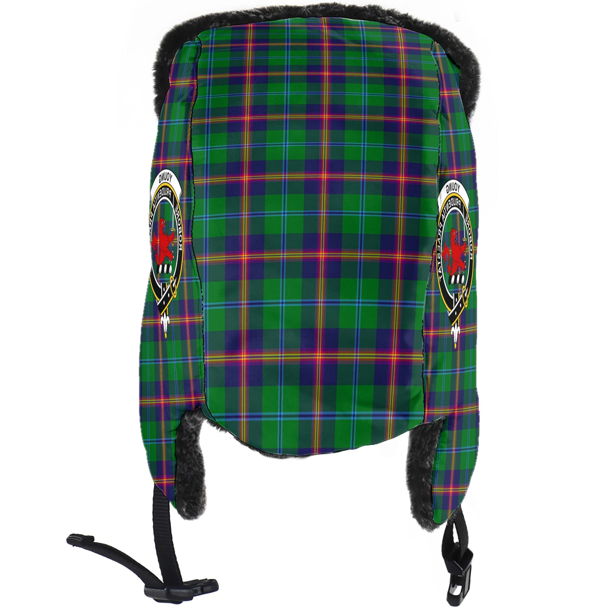 Young Modern Tartan Winter Trapper Hat with Family Crest - Tartanvibesclothing