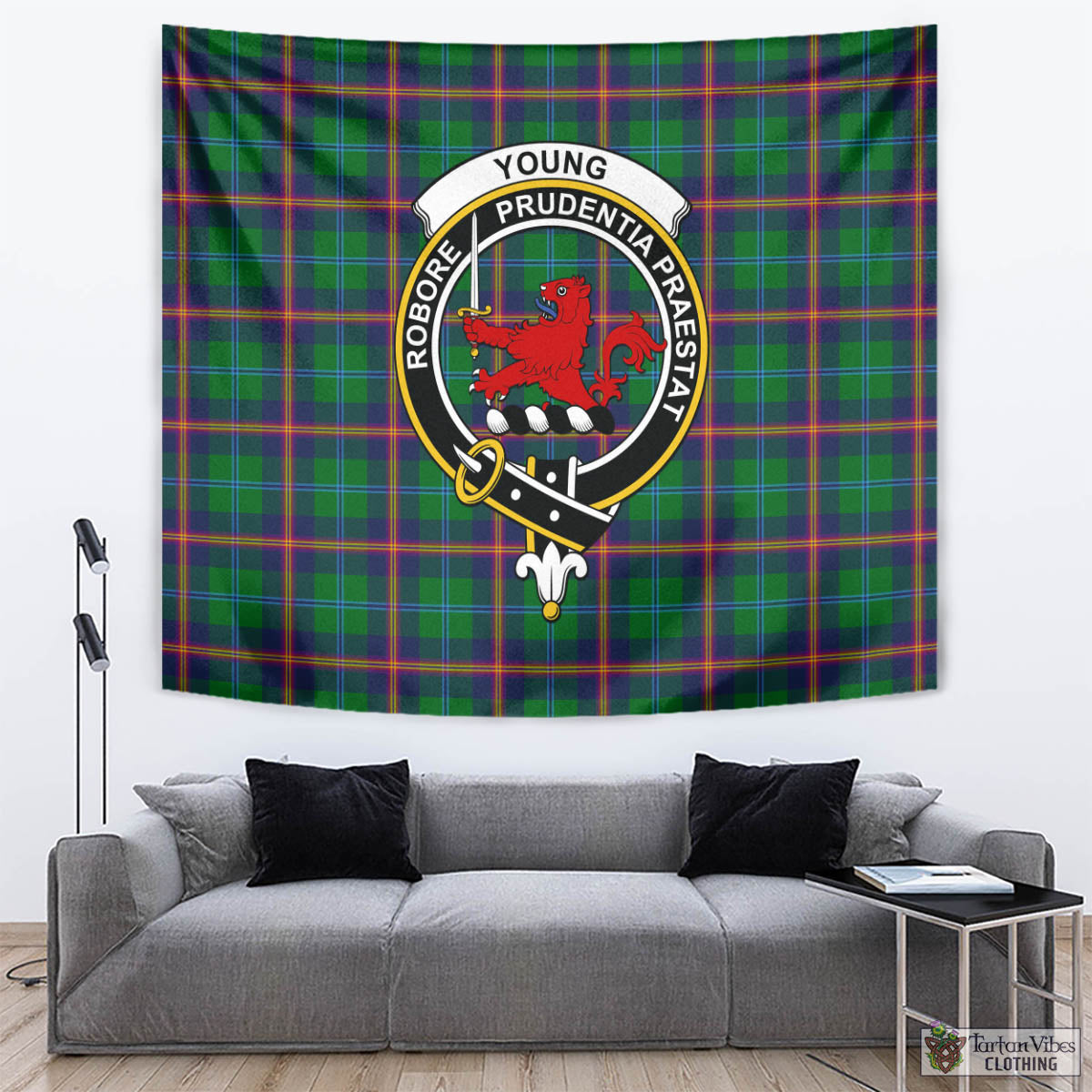 Tartan Vibes Clothing Young Modern Tartan Tapestry Wall Hanging and Home Decor for Room with Family Crest