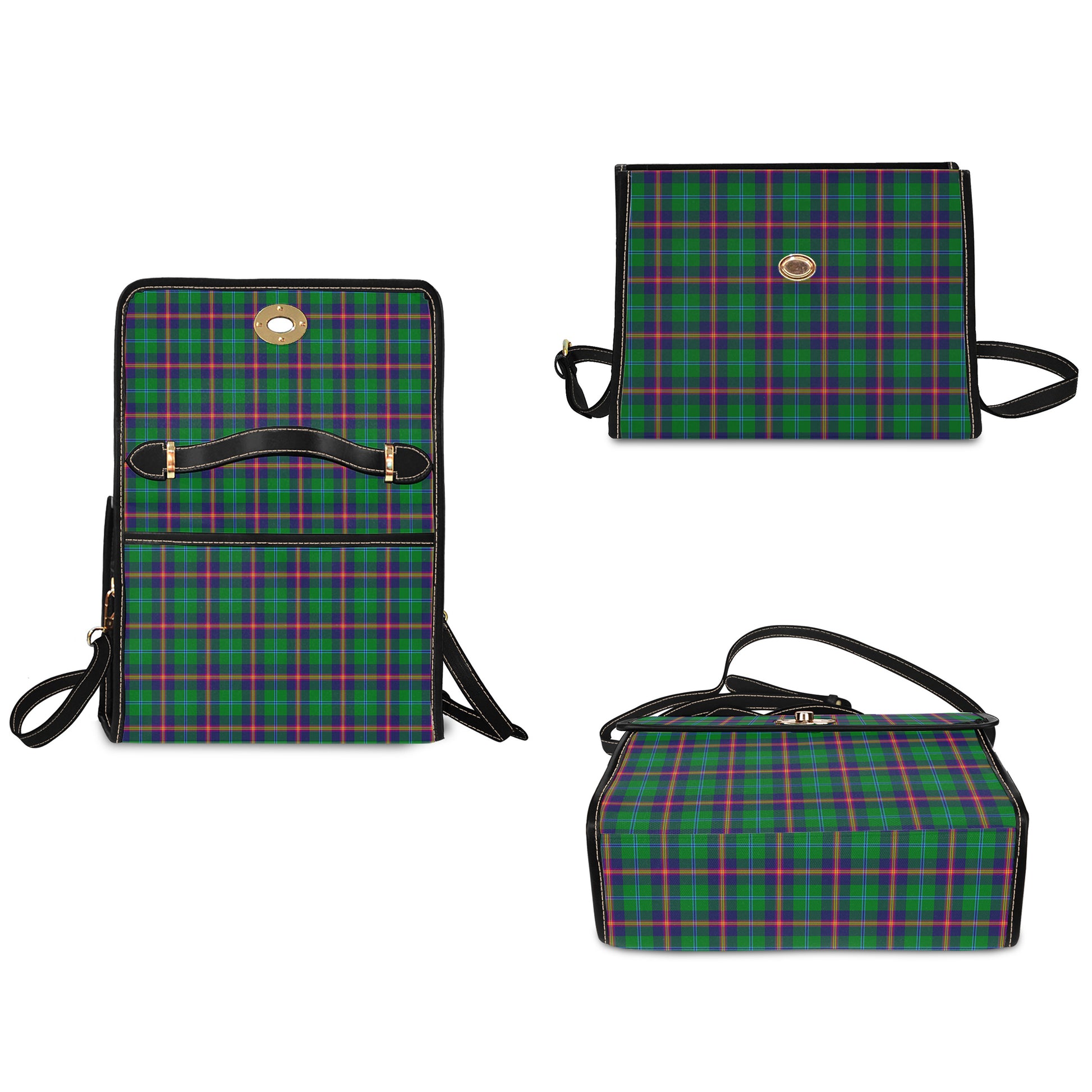 young-modern-tartan-leather-strap-waterproof-canvas-bag