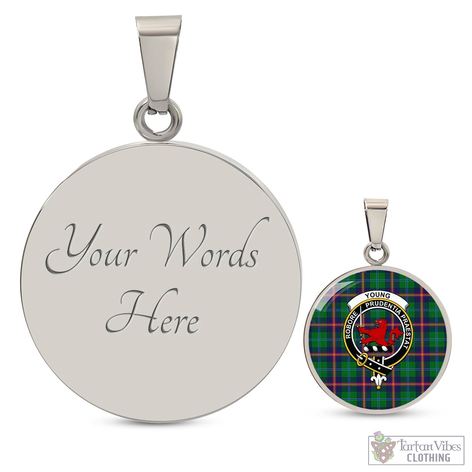 Tartan Vibes Clothing Young Modern Tartan Circle Necklace with Family Crest