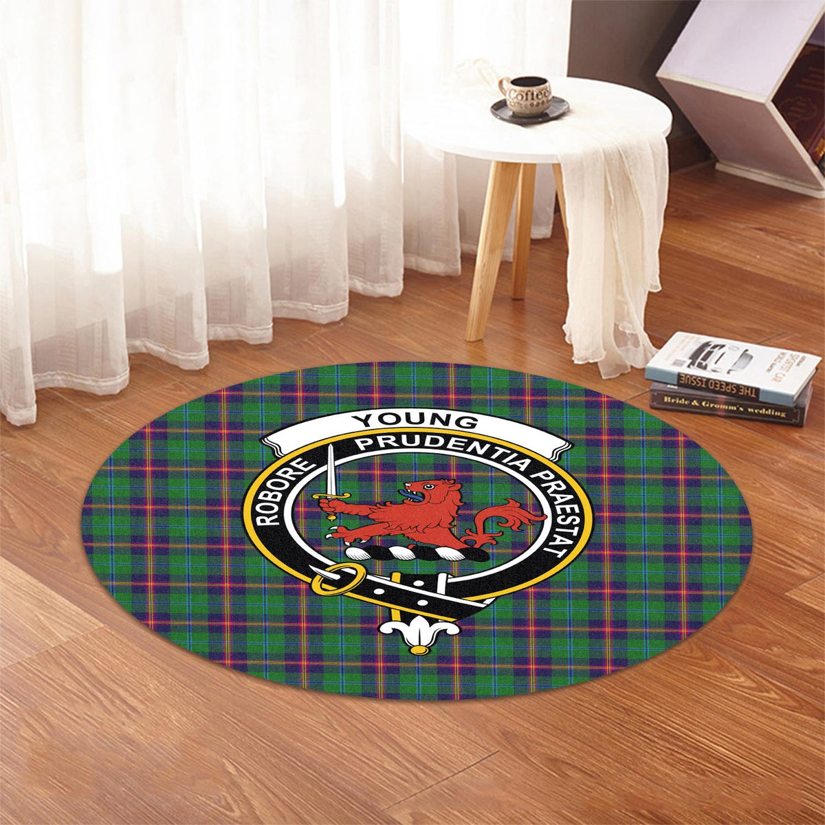 Young Tartan Round Rug with Family Crest - Tartan Vibes Clothing