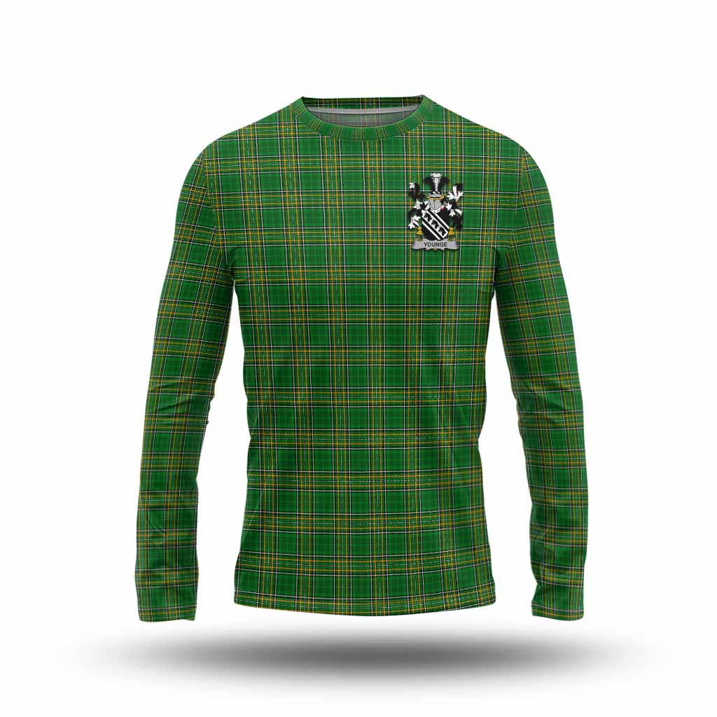 Tartan Vibes Clothing Younge Irish Clan Tartan Long Sleeve T-Shirt with Coat of Arms