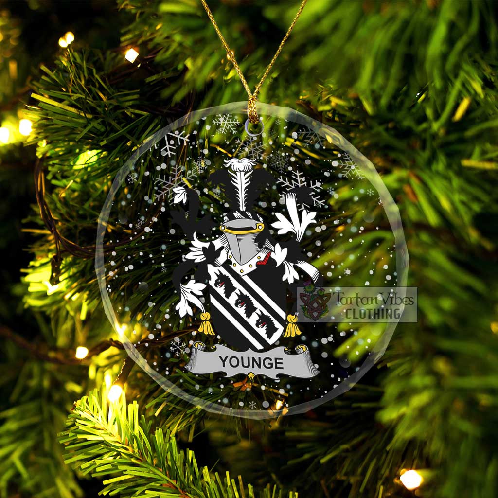 Younge Irish Clan Christmas Glass Ornament with Coat of Arms Transparent Glass Circle - 2D-tartanvibesclothing