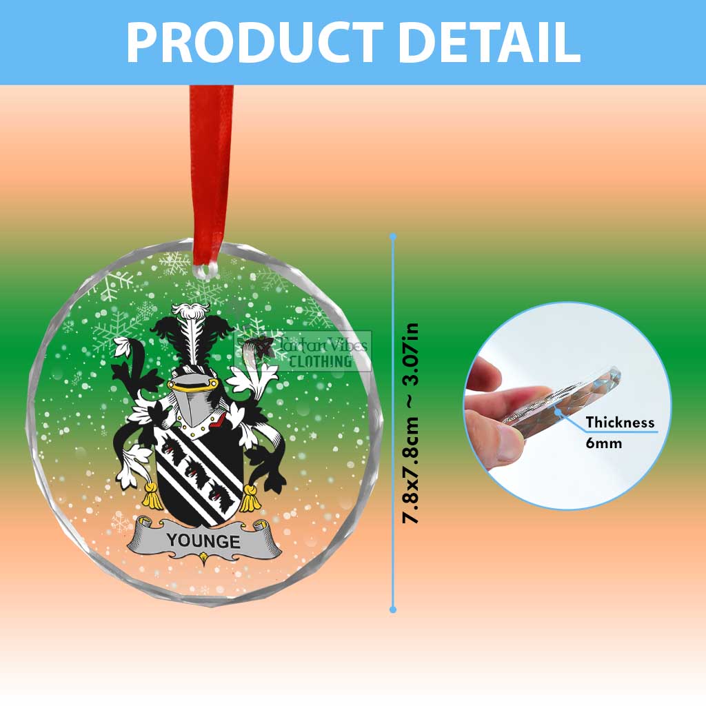 Younge Irish Clan Christmas Glass Ornament with Coat of Arms - 2D-tartanvibesclothing