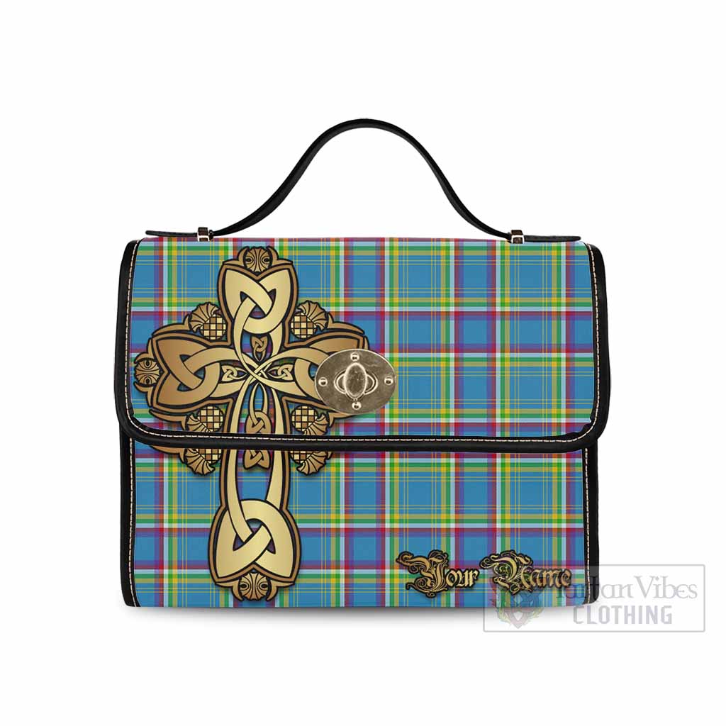 Tartan Vibes Clothing Yukon Territory Canada Tartan Waterproof Canvas Bag Golden Thistle Celtic Cross Style