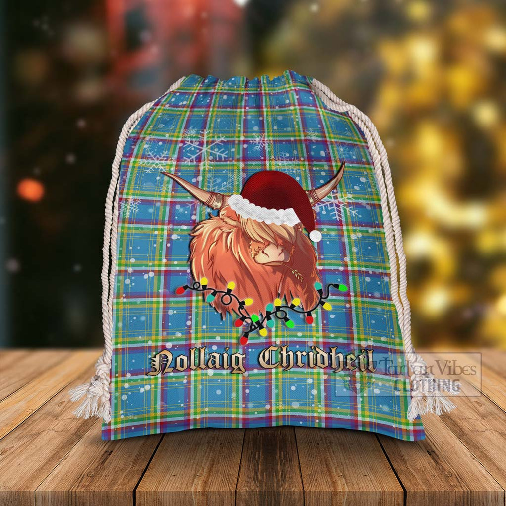 Tartan Vibes Clothing Yukon Territory Canada Tartan Christmas Santa's Bag with Highland Cow