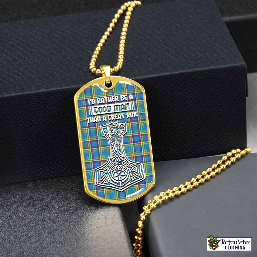 Tartan Vibes Clothing Yukon Territory Canada Tartan Dog Tag Necklace Viking Mjolnir Style