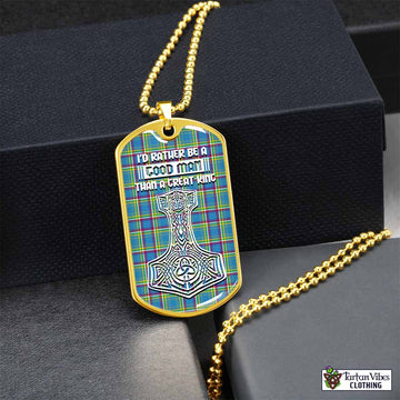 Yukon Territory Canada Tartan Dog Tag Necklace Viking Mjolnir Style